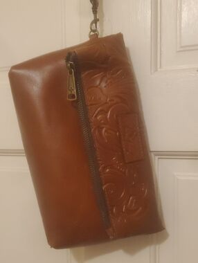 Patricia  Nash Leather Wristlet Clutch - Brown